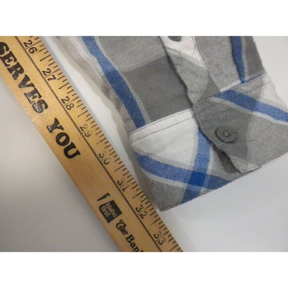 JNCO Jeans Hoodie Shacket Mens XL Blue Gray Plaid Fleece Lined Zip Up Y2K Grunge - Picture 14 of 14